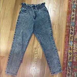 Acid wash jeans with elastic waist band